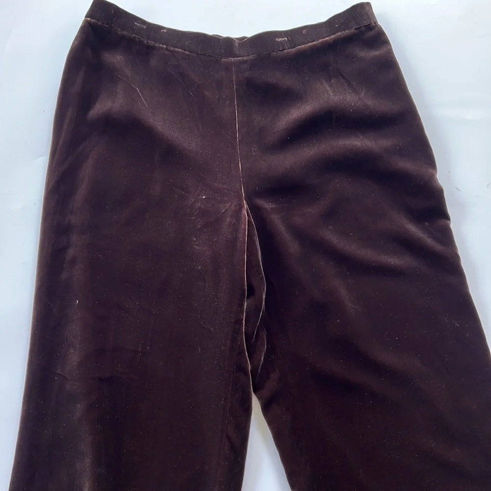 Lauren RL rich brown fluid silk blend velvet pants fully lined LIKE NEW - Picture 2 of 6